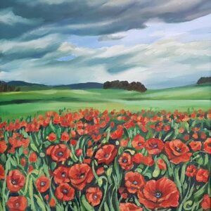 Картина с маслени бои - Поле с макове